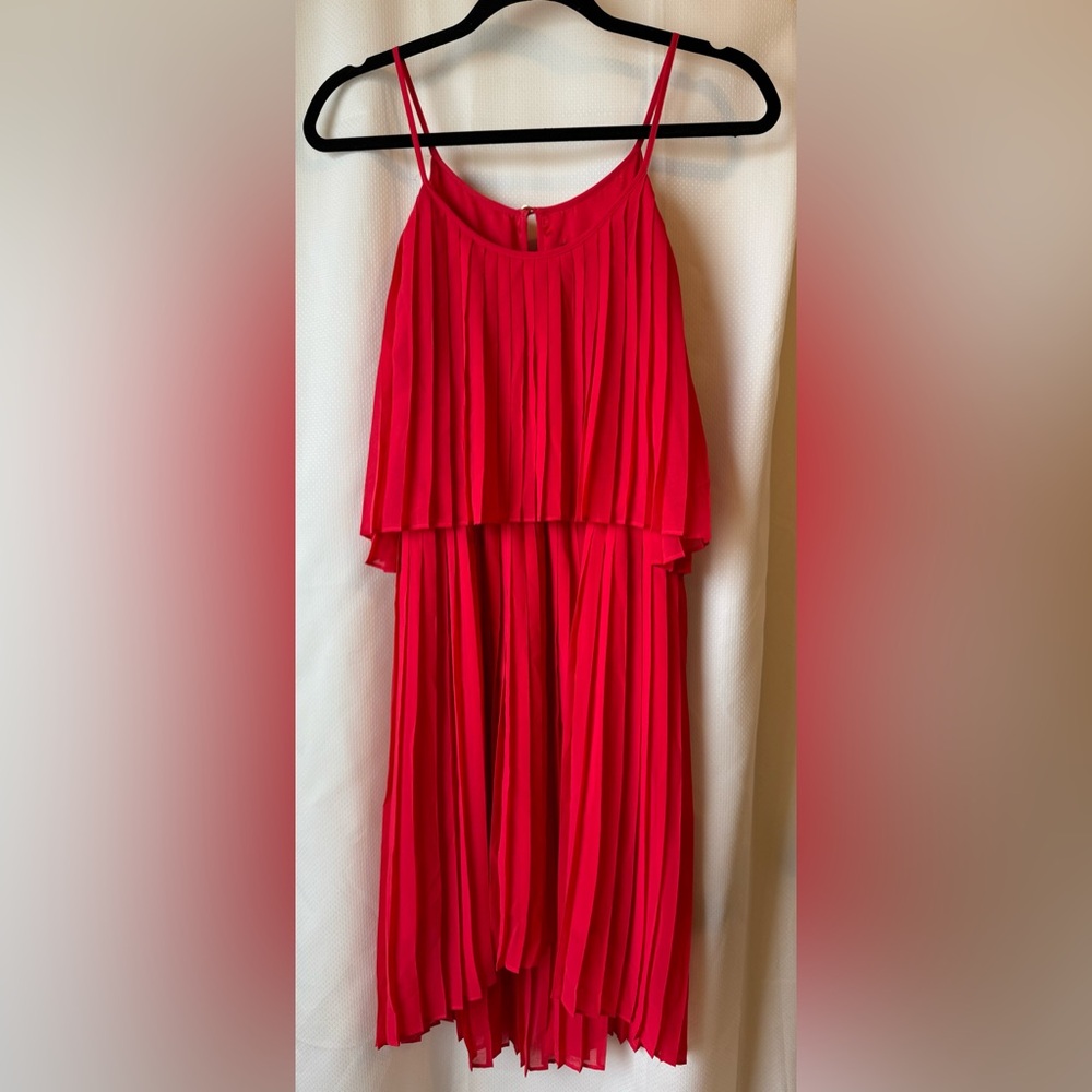Express Strappy Red Pleated Dress